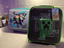 x2 Joblot Bundle Minecraft Insulated Lunch Box School Bag  Boys & Girls Beach 