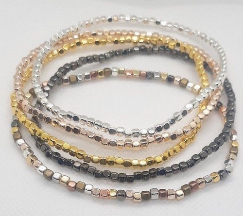 Metallic cube stretchy beaded - metallic,