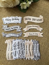 18 Mixed Happy Birthday Card Making Banners Embellishments Sentiments Toppers