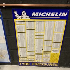 Vintage 1990's Michelin Metal Tyre Pressures Sign, 63Cm x 87Cm