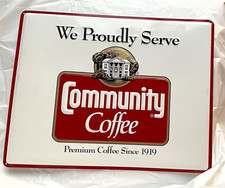Vintage Community Coffee Metal Advertsing Sign 14" x 11"  C. 1999 NOS