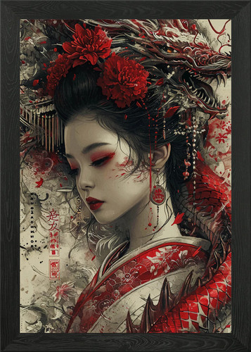 Geisha japanese framed wall - geisha,