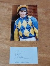 Peter Scudamore UK Jockey Original Signature On Card With Photo