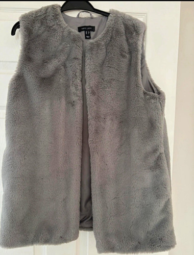 New look grey faux - faux, fur