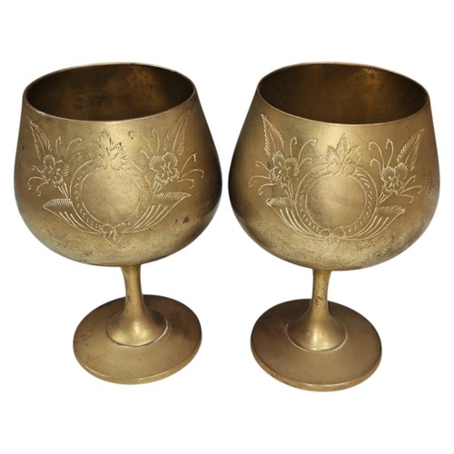 Vintage etched brass goblets - vintage,