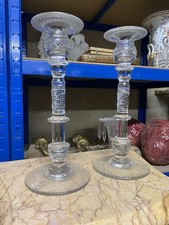 Large Pair Of 19th Century Cut Glass Candlesticks