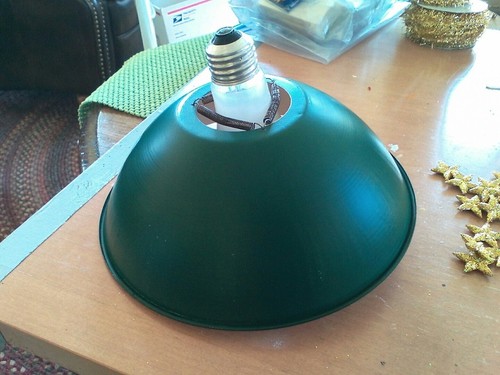 Antique green metal lamp shade - antique,