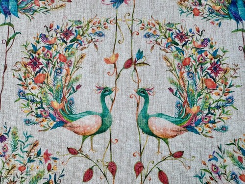 Floral peacock print fabric - floral,
