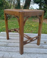 ANTIQUE CARVED CHIPPENDALE STYLE BERGERE STOOL - VICTORIAN -SEAT NEEDS HELP