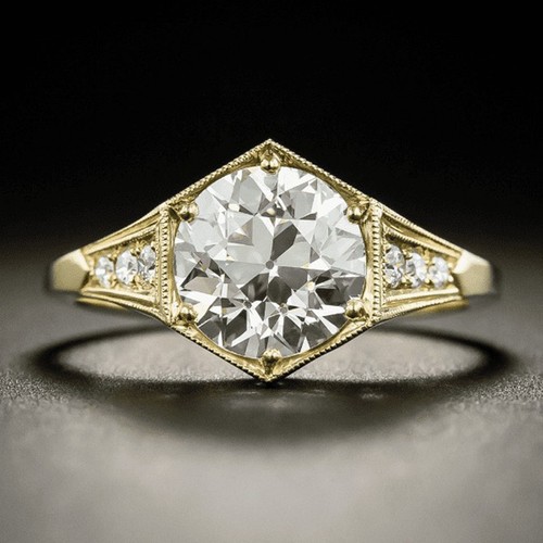 2ct round diamond - round, men's