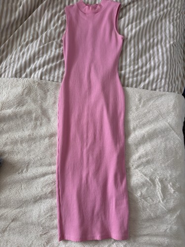 Long pink ribbed - pink, bodycon