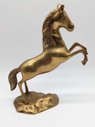 Brass rearing horse - horse, sculpture