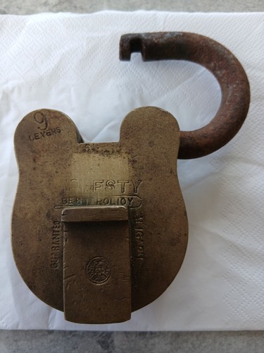 Antique brass lever padlock 9 - antique,