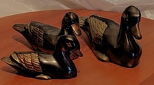 Vintage brass duck figurine set  3 Ducks  1990s 