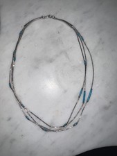Vintage 1960s liquid sterling silver turquoise fine necklace natives American