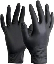 1000 x Disposable Gloves Black Nitrile Powder and Latex Free 10 Packs of 100
