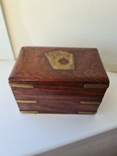 Dark Wood Card Box with Brass