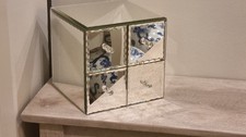 Laura Ashley Mirrored Miniature Chest of 4 Drawers Trinket Box 15cm/6in Square
