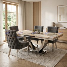 Cream marble dining table - marble,