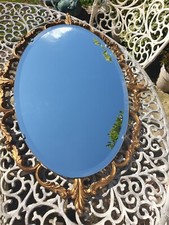Unusual Vintage Gilded Gold  Oval Mirror -  Quality Mirror. Bevel Glass 