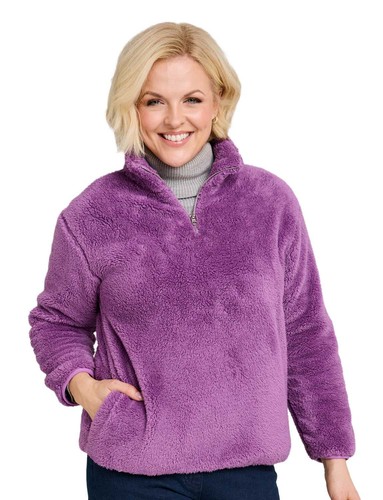 Ladies half zip borg - zip,
