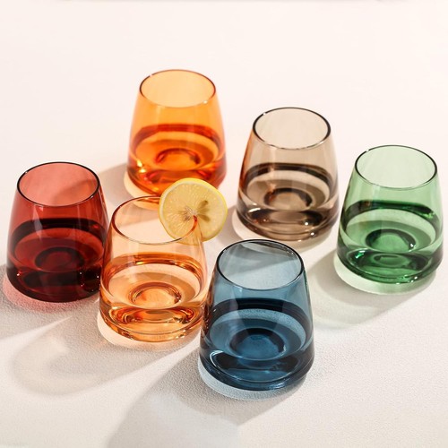 Colored stemless wine - wine, glasses