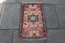 Vintage Hand Made Traditional Rug Oriental Wool Orange Small Rug 80x53cm