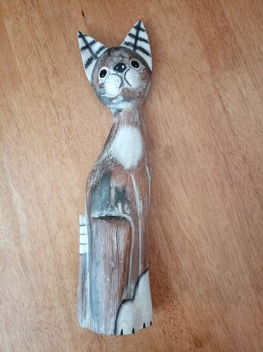 Wooden cat ornament - cat,