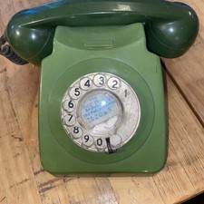 VINTAGE GPO 746 ROTARY DIAL TELEPHONE - GREEN Unconverted