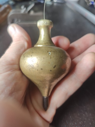 Antique brass plumb - antique, bob