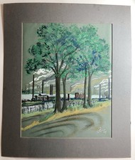 Peir 1949 Industrial Landscape – Factory & Trees – Post-War British Modern Art