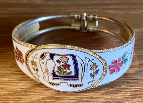 Vintage gold tone white enamel - vintage,