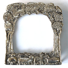 Silver Scenes photo frame, Mathew Arnold, woodland, 9x8cm, silver plated pewter