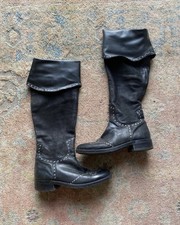 Black leather Vintage Pirate/Cowboy Boots