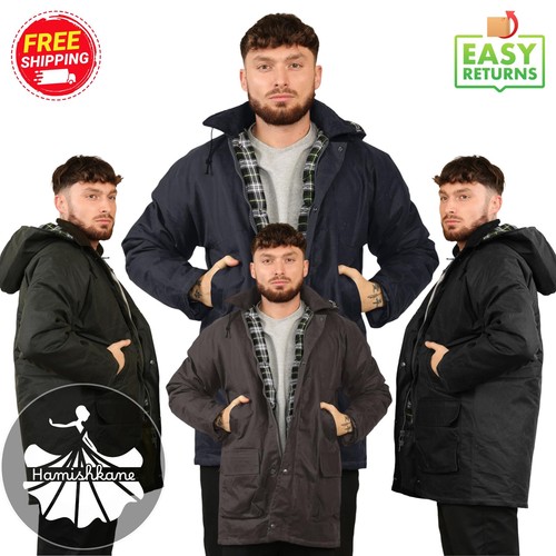 Mens hooded wax jacket cotton - hooded,