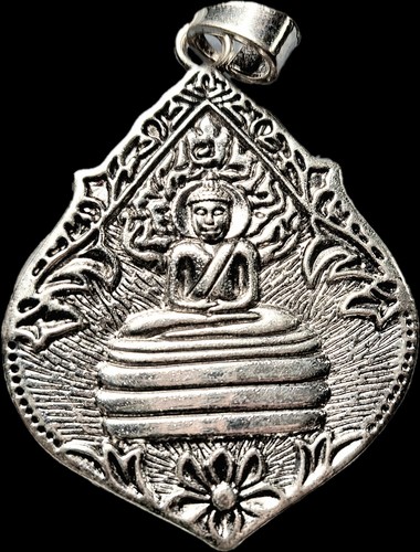 Large white metal buddha - white,