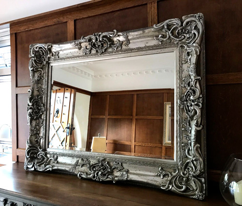 Large wood bevel wall mirror - large,