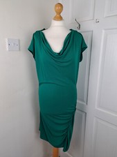 ALICE BY TEMPERLEY Green Cowl Neck Fitted Ruched Dress Size 12