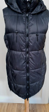 Zara Hooded Padded Puffa Long Gilet Black Size 14/16 Ladies Womens