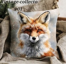 Vintage Style Fox Face CUSHION COVER British Wildlife 45 x 45 Cm 