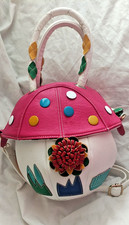 Fun 3D Mushroom Toadstool Flower Shoulder Faux Leather Nature Inspired Handbag
