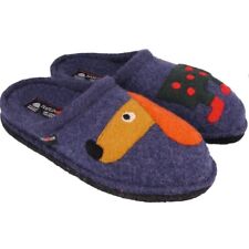 HAFLINGER THEO DOG SLIPPERS CLOGS WOOL FELT JEANS MEN'S WOMEN'S