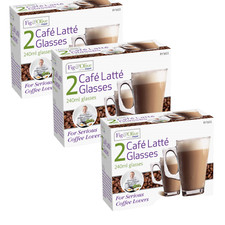 Latte Glasses 240 ml Hot Tea Coffee Mugs Cups Tassimo Gusto Nespresso Bosch x6