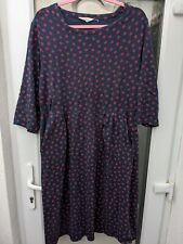 Seasalt Polka Dot Dress 18 ( fits 14-18) Navy & Red Tamsin cotton, cute,stretchy