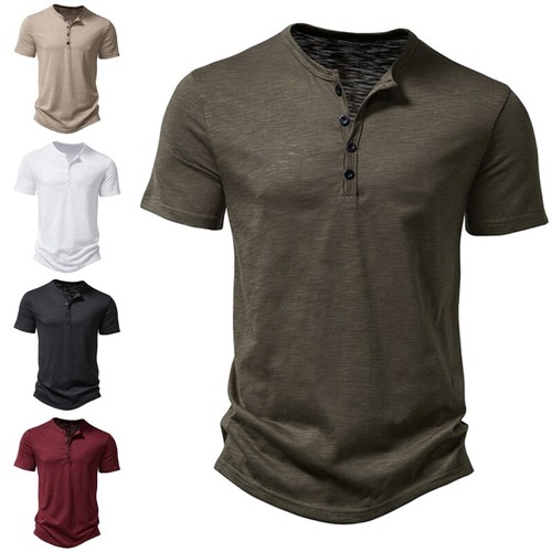 Mens summer solid button - mens,
