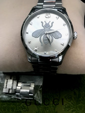  Gucci Watch Silver, bee Motif