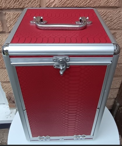 Red faux snakeskin vanity case - snakeskin,