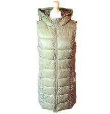 JDY Women's Khaki Puffer Vest Size M Sleeveless Hooded Gilet Jacket with Pockets