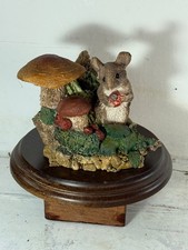 Vintage Country Artists Harvest Mice with Nest Mushroom Nuts Wooden Stand