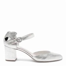 Lulu Guinness Metallic Silver Leather Kooky Cat Renee Mary Jane Shoes UK 6  £265